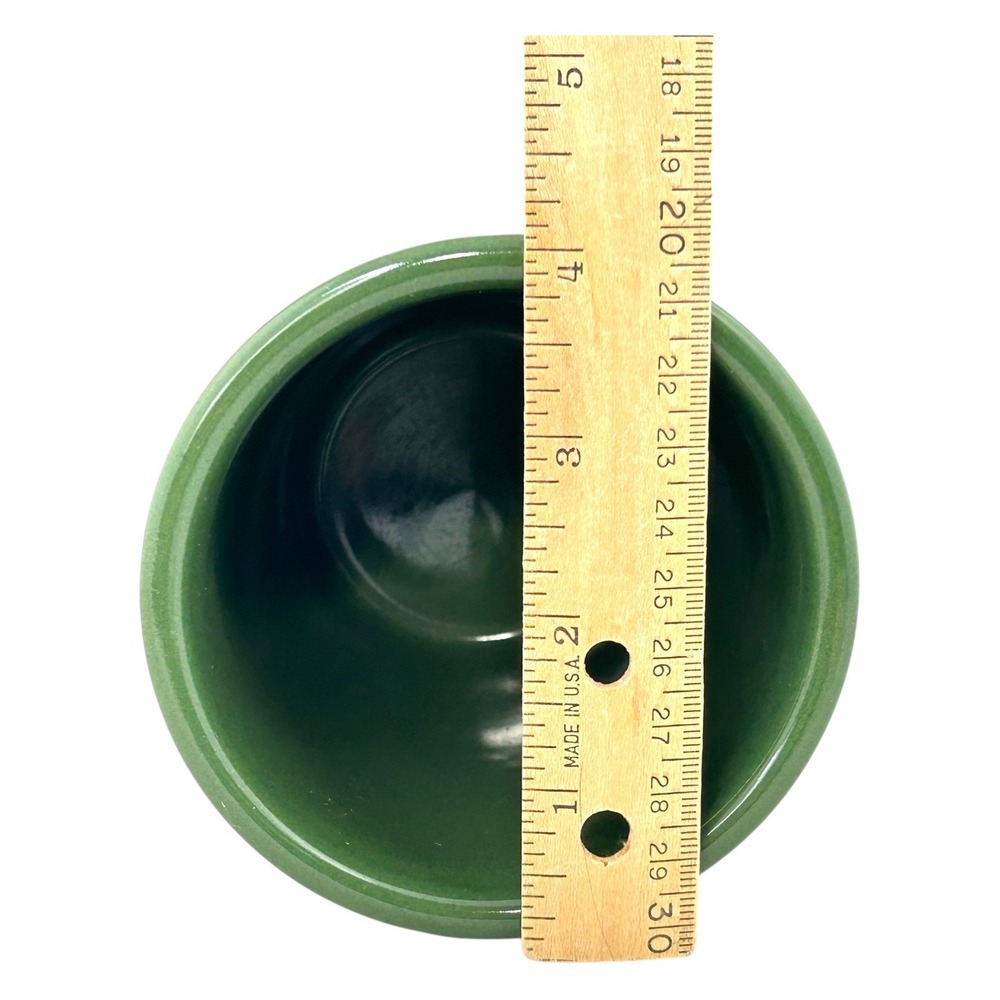 Longaberger AT HOME GARDEN VASE Green Ceramic Leaf Embossed Footed 5" - Picture 6 of 7